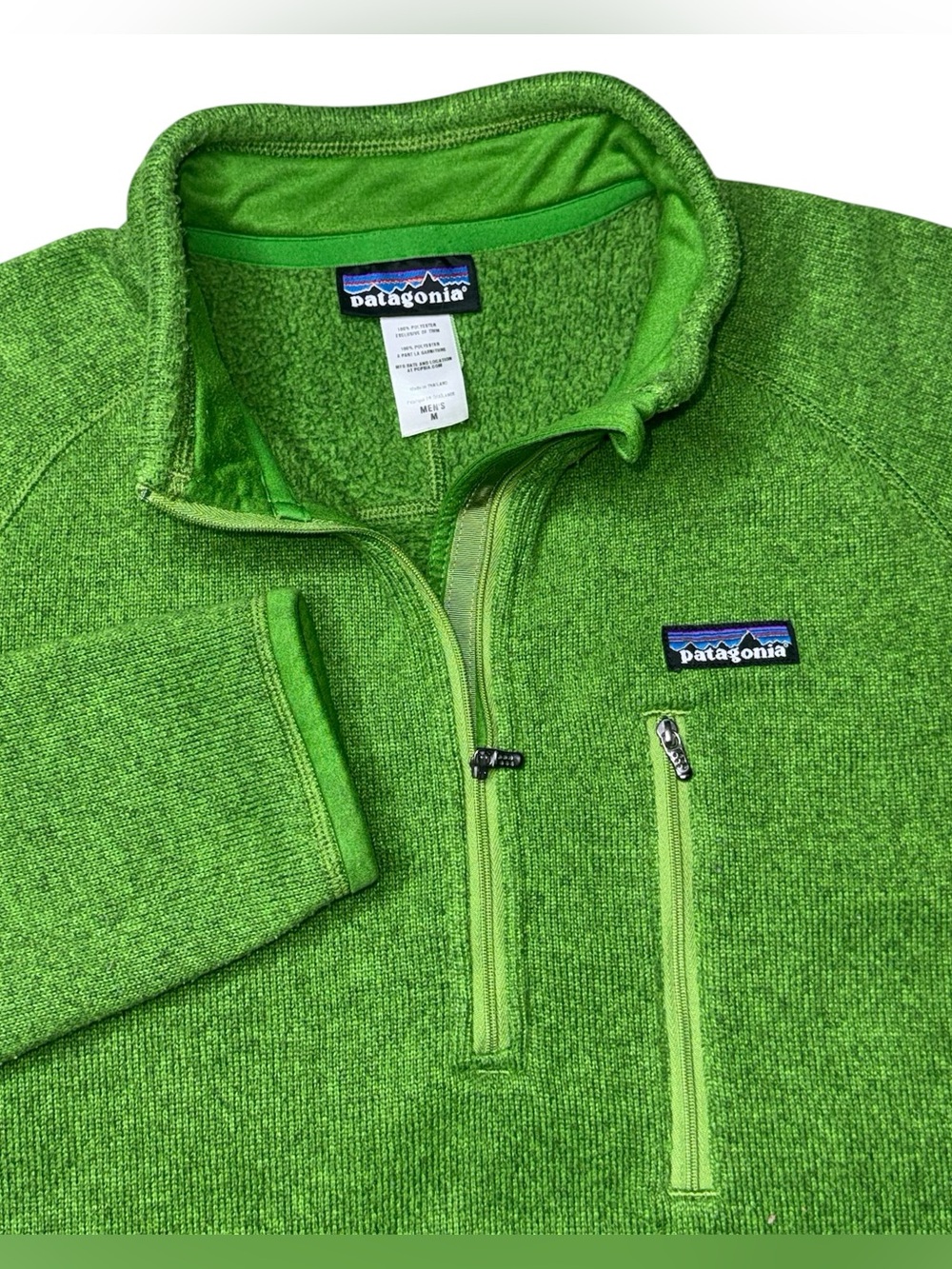 Patagonia Better Sweater Fleece Jacket Men Medium Green 1/4 Zip Pullover Hiking
